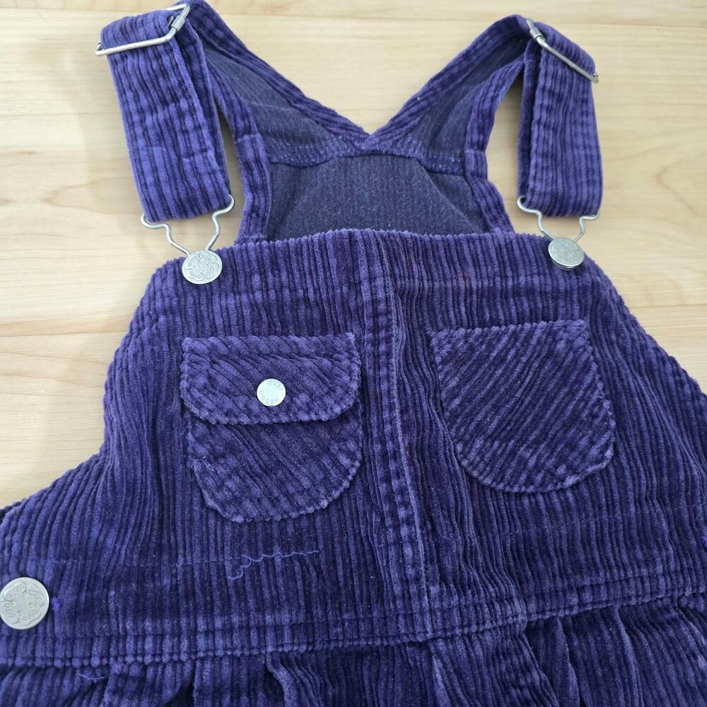 Vintage Oshkosh Bgosh Kids Purple Corduroy Overall Size 5 Made in Honduras - Picture 2 of 9